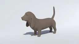 Detailed Blender 3D model of a stylized basset hound with textured meshes for cartoon-style visualization.