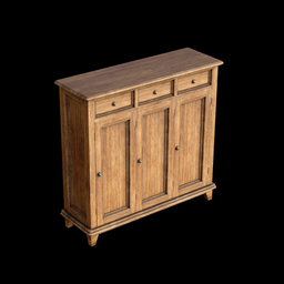 Detailed wooden 3D model of a classic cupboard with texture, ideal for Blender interior design renders.