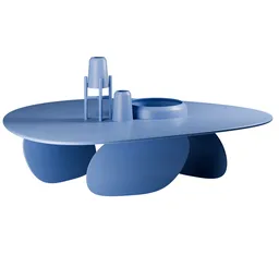 Sleek modern 3D coffee table model in blue for Blender rendering, optimized for interior design visualization.