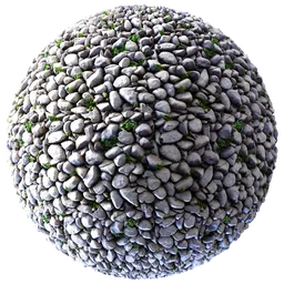 High-resolution pebble texture for PBR material realism in 3D rendering, suitable for Blender and other CG applications.