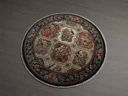 Intricate circular 3D rug model with detailed patterns, optimized for Blender rendering and efficient file size.