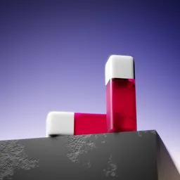 Red Glass Cosmetic Bottle with White Cap