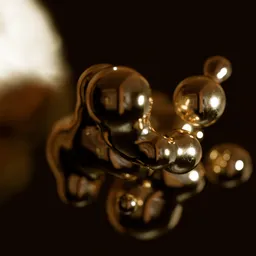 Abstract Gold Liquid Droplets Scene