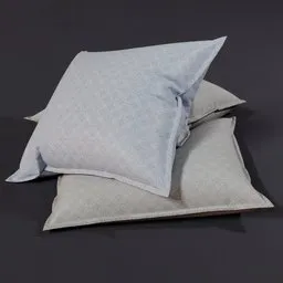Stacked 3D model pillows with simple textures for Blender rendering, ideal for interior design visualization.