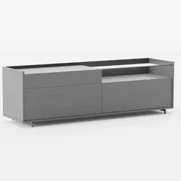 Modern 3D-rendered sideboard with glass element, ideal for Blender interior design visualization.