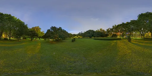 Green lawn at night