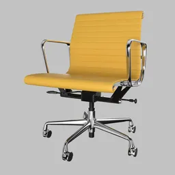 Ribbed Leather Manager Chair Yellow