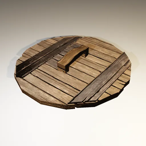 Detailed 3D model of wooden ancient Chinese pot cover for Blender, ready for virtual table settings.