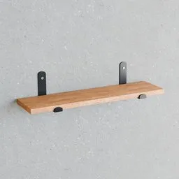 Wood Wall Shelf with Black Brackets