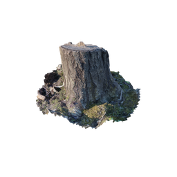 "Hyper-detailed 3D model of a tree stump for Blender 3D, featuring redwood trees and a dog sitting on top, by Adam Willaerts and Fedot Sychkov. Single object scene created using deep learning and 3D scan technology."