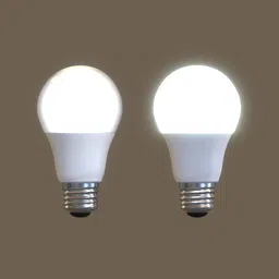 Realistic 3D model of two LED light bulbs with illuminated effect suitable for Blender rendering.