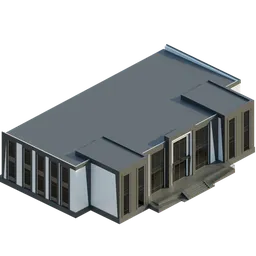 Detailed 3D representation of a modern public office building, optimized for Blender rendering.