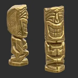 Tiki God Toothy Grin Statue Gold