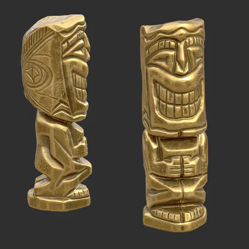 Tiki God Toothy Grin Statue Gold