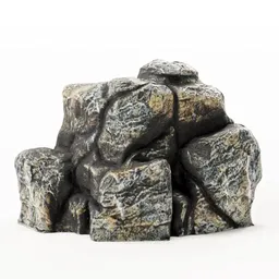 Handcrafted low poly 3D rock model with detailed 2K PBR textures, suitable for game environments.