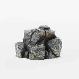 Handcrafted low poly 3D rock model with detailed 2K PBR textures, suitable for game environments.