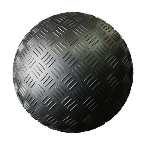 Scratched diamond plate metal texture for 3D Blender use, featuring realistic imperfections and PBR displacement mapping.