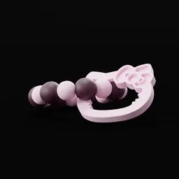"3D model of a pink teething ring for babies, created in Blender 3D software. This soft and elegant toy features a black and white design, perfect for newborns to bite and soothe their sore gums. Made by Neysa McMein in 2019, with a touch of 90's aesthetic."