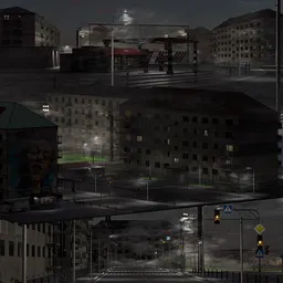 Dark Urban City Night Environment