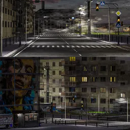 Dark Urban City Night Environment