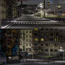 Dark Urban City Night Environment