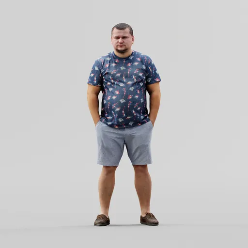 Man in shirt and shorts
