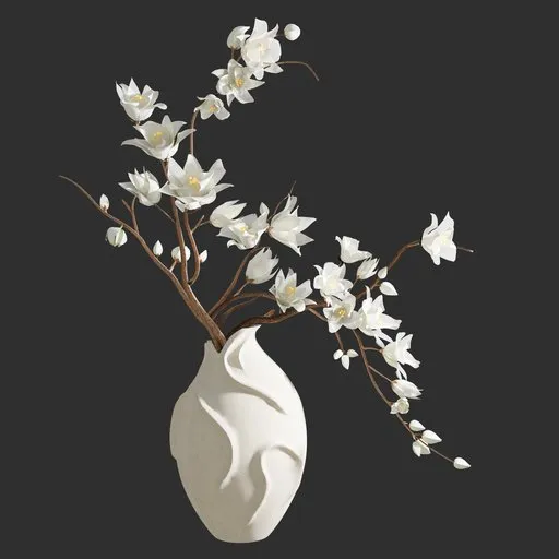 White Blossoms in Sculptural Vase