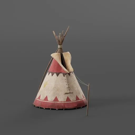 Detailed 3D model of indigenous shelter with textures, ideal for Blender renderings and historical scenes.