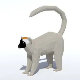Low Poly Red Fronted Lemur