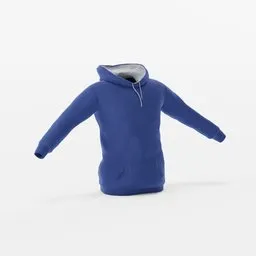 Blue 3D hoodie model with editable 4K textures for Blender users looking for detailed clothing assets.