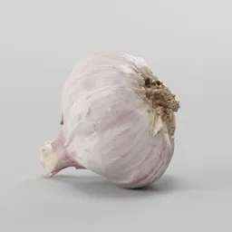 Detailed 3D garlic model with realistic textures, perfect for Blender rendering and culinary scenes.
