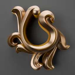 Elegant golden 3D ornament model for classic design enhancement, showcasing intricate detailing, suitable for Blender 3D projects.