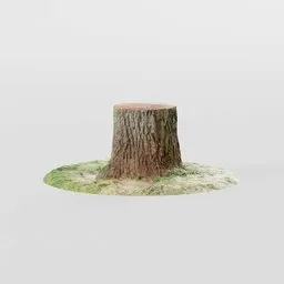 "3D model of a low poly tree stump with 2k PBR textures for Blender 3D. Perfect for tabletop and animism scenes, inspired by Bartholomeus Breenbergh. Photo-scanned and hyperrealistic, without trees or grass."
