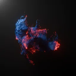Wire Flow with Glowing Red Particles