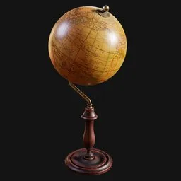 Late 1800s Stylish Dark Globe
