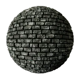 High-quality PBR material of weathered, moss-covered old brick texture for 3D modeling in Blender.