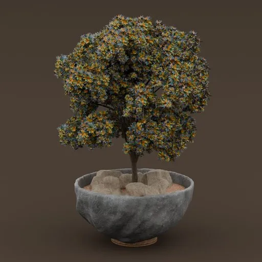 Tree in stone planter