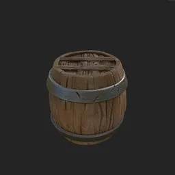 "Stylized wooden barrel 3D model with metal band, perfect for displaying recipes and use in game engines like Unreal and AppGameKit. Created in Blender 3D with a toon shader and inspired by Wang Jian's artwork. Adds a touch of charm to any project with its imprecise brushwork and gui."
