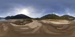 Sunny Day Mountain River Cloudy Sky