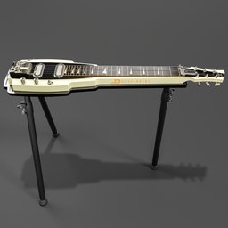 Detailed Blender 3D model of a Duesenberg Lap Steel Alamo with 50s retro design and intricate tremolo mechanics.