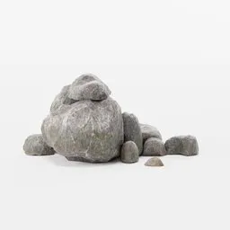 Realistic 3D boulder cluster for Blender, ideal for digital landscapes and virtual terrain detailing.