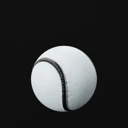Detailed 3D model of a white and black textured hurling ball for Blender rendering, isolated on a black background.