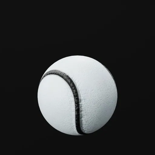 Detailed 3D model of a white and black textured hurling ball for Blender rendering, isolated on a black background.