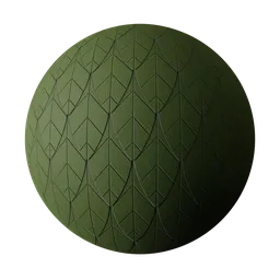 Green ceramic leaf-patterned 3D material for Blender PBR texturing.