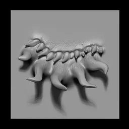 3D sculpting brush imprint of a monster mouth with tentacle shapes for creature design in Blender.