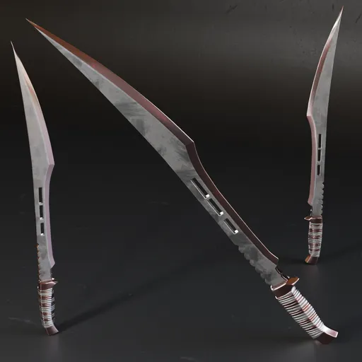 Detailed 3D rendering of a Blender sword model showcasing craftsmanship and game-ready design.