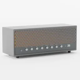 Realistic 3D rendered amplifier with high-gain detail for Blender 3D enthusiasts and studio producers.