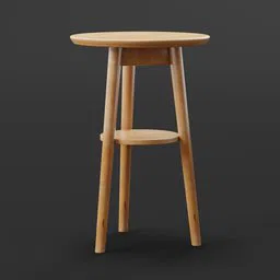Wooden 3D model adjustable sidetable for Blender, ideal as armchair accessory, with customizable size and rotation.