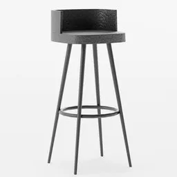 High-quality 3D model of a modern black leather bar stool, compatible with Blender, with a sleek design for bar-chair visuals.