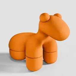 Orange 3D modeled Eero Aarnio style pony chair with a minimalist design, suitable for Blender rendering and animation.
